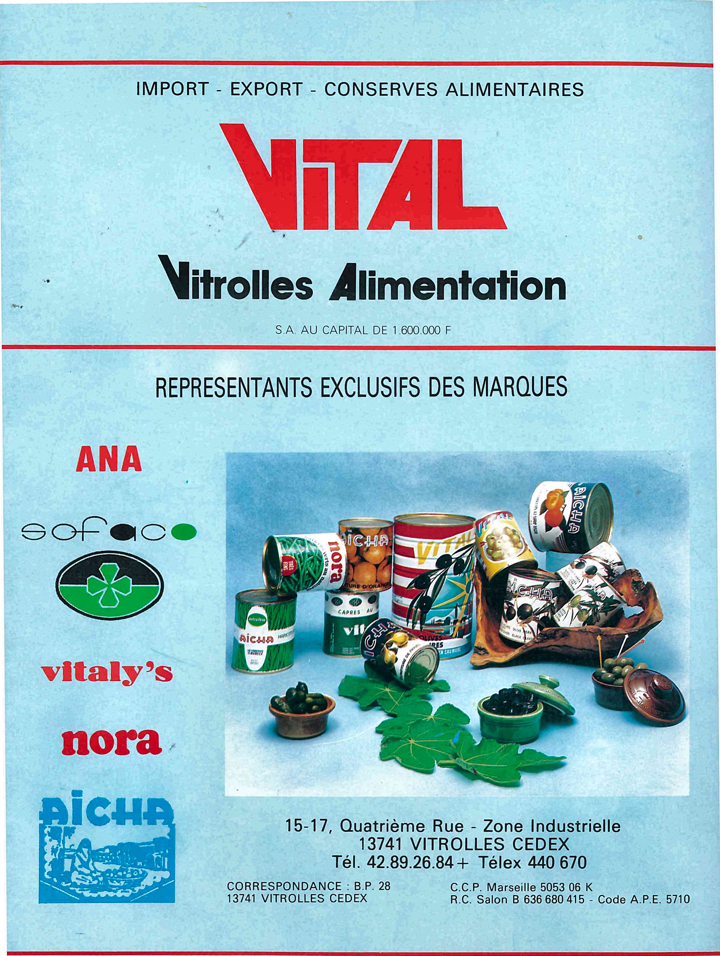 Catalogue VITAL Vitrolles Alimentation, 1980